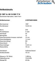 25 Edelstahl V4A Hutmuttern DIN 1587 A4 M10