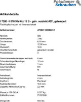 500 Innensechskant Linsenkopfschrauben ISO 7380 -1 10.9 verzinkt M6x12