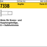100 Nieten DIN 7338 Kupfer Form B 5x10