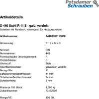 100 Scheiben DIN 440 verzinkt R 11