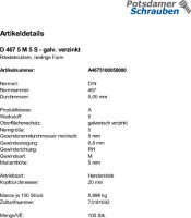 100 Rändelmuttern DIN 467 Kl. 5 verzinkt M5