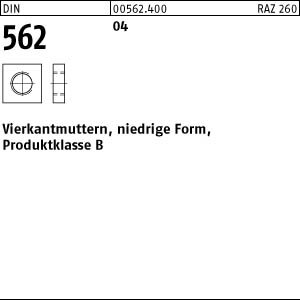 100 Vierkantmuttern DIN 562 04 M4 Stahl