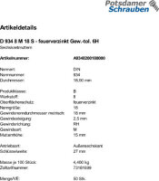 50 Sechskantmuttern DIN 934 Kl. 8 feuerverzinkt M18