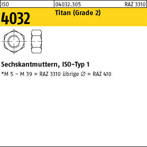 50 Titan Sechskantmuttern ISO 4032 Grade II M6