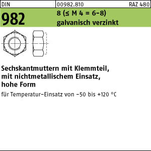 100 Sechskantmuttern DIN 982 8 M8 verzinkt Stahl