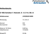 25 Scheiben DIN 1052 Scheiben für Holzverbinder A2...