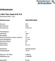 50 Titan Sechskantmuttern ISO 4032 Grade II M10