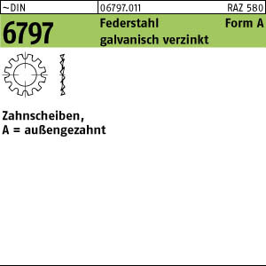 500 Zahnscheiben DIN 6797 verzinkt Form A 5,3 Ã˜ M5