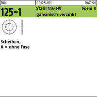 100 Unterlegscheiben DIN 125 verzinkt 140HV Form A 15...