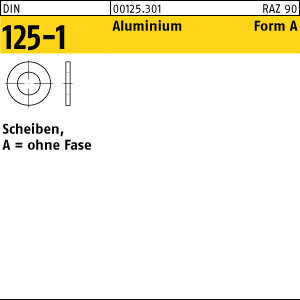 100 Aluminium Unterlegscheiben DIN 125 Al Form A 6,4 Ã˜ M6