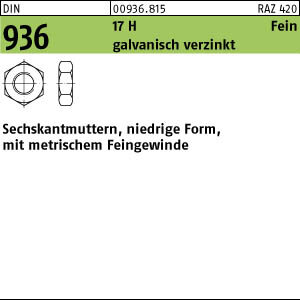 100 Sechskantmuttern DIN 936 17H M18x1,5 verzinkt Stahl