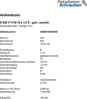 100 Sechskantmuttern DIN 936 17H M18x1,5 verzinkt Stahl