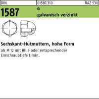100 Hutmuttern DIN 1587 Kl. 6 verzinkt M5