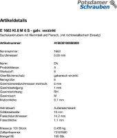 100 Sechskant Flanschmuttern EN 1663 Kl.8 M6 verzinkt Stahl