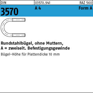 1 Rundstahlbügel DIN 3570 A4 A228 / NW 200 M20 V4A Edelstahl