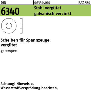 100 Scheiben DIN 6340 Stahl 8,4 , vergütet,