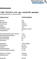 500 Innensechskant Linsenkopfschrauben ISO 7380 -1 10.9 verzinkt M4x16