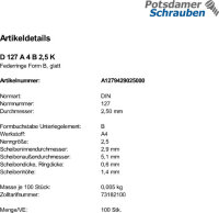 100 Edelstahl V4A Federringe DIN 127 A4 Form B M2,5