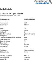 100 Hutmuttern DIN 1587 Kl. 6 verzinkt M6