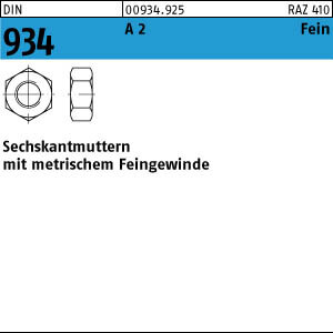 100 Edelstahl V2A Feingewinde Sechskantmuttern DIN 934 A2 M8x1