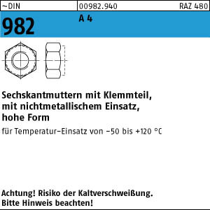 100 Sechskantmuttern DIN 982 A4 M8 V4A Edelstahl