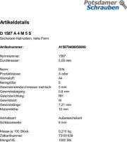 1000 Edelstahl V4A Hutmuttern DIN 1587 A4 M5