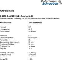 1 Scheiben DIN 6917 C 45 / ÃœH 25...