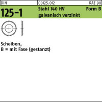 100 Unterlegscheiben DIN 125 verzinkt 140HV Form B 8,4...