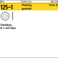 100 Messing Unterlegscheiben DIN 125 blank Form B 1,7...