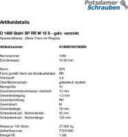 1 Spannschlossmuttern DIN 1480 Stahl SP RR M10 verzinkt