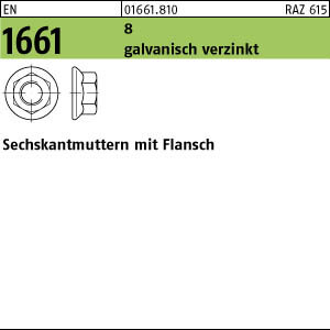 200 Sechskantmuttern EN 1661 8 M6 verzinkt Stahl