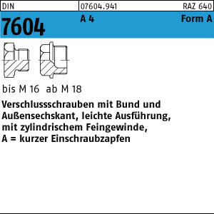 10 Verschlussschrauben DIN 7604 A4 A M12x1,5 V4A Edelstahl