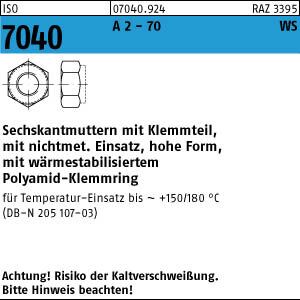 100 Sechskantmuttern ISO 7040 A2-70 M4 m. brauneMRing, n. BN 205107 -3 V2A Edelstahl