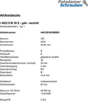 5 Sechskantmuttern ISO 4032 Kl. 8 verzinkt M39