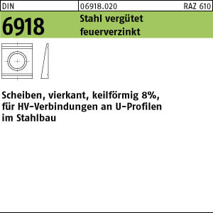 1 Scheiben DIN 6918 C 45 / ÃœH 13 feuerverzinkt, Neigung 8 % tZn Stahl