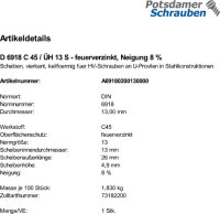 1 Scheiben DIN 6918 C 45 / ÃœH 13...