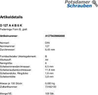 100 Edelstahl V4A Federringe DIN 127 A4 Form B M6