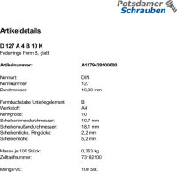 100 Edelstahl V4A Federringe DIN 127 A4 Form B M10