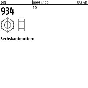 100 Sechskantmuttern DIN 934 Kl. 10 M4