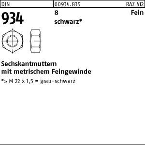 1 Feingewinde Sechskantmuttern  DIN 934 Kl. 8 schwarz M36x3
