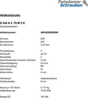 100 Edelstahl V2A Sechskantmuttern DIN 934 A2 -70 M5