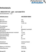 500 Sechskantmuttern ISO 4032 8 M10 vernickelt E1A gal Ni...