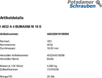 25 Edelstahl V4A Sechskantmuttern ISO 4032 A4 BUMAX88 M18