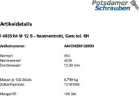 100 Sechskantmuttern niedrig ISO 4035 04 feuerverzinkt M12