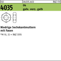 1000 Sechskantmuttern niedrig ISO 4035 04 gelb verzinkt M4