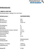 10 Edelstahl V4A Sechskantmuttern niedrig ISO 4035 A4 M18