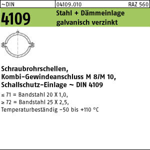 50 Schraubrohrschellen DIN 4109 Zn 57 - 61 / M8 + M10 Rohrschelle mit Schalldämpfung