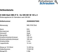 5 Sicherungsbleche DIN 5406 Stahl MB 27 für DIN 981...