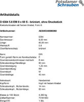 1 Knebelschrauben DIN 6304 5.8 EM8x60 brüniert, ohne...