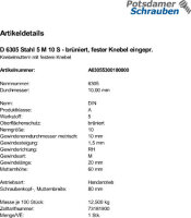 1 Knebelmuttern DIN 6305 Stahl 5 M10 brüniert,...